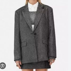 Rita Ora Black/silver sparkly suit. Oversized blazer and mini. NWT